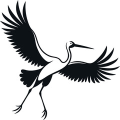 Crane in Flight Silhouette