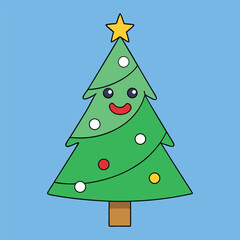 A magical Christmas tree glows with sparkling lights and shimmering ornaments, set against a serene blue background, evoking festive wonder and holiday cheer.
