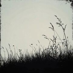 Obraz premium Serene Black and White Grassland Landscape