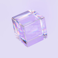3d Glass cubeshape, futuristic modern illustration