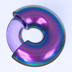 3d Iridescent abstract shape, futuristic modern illustration