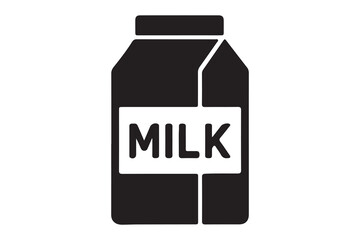 Simple Black and White Illustration of a Milk Carton