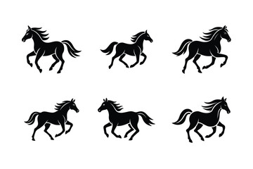Fototapeta premium galloping black stallion silhouette design