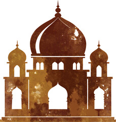 Watercolor Silhouette of a Mosque