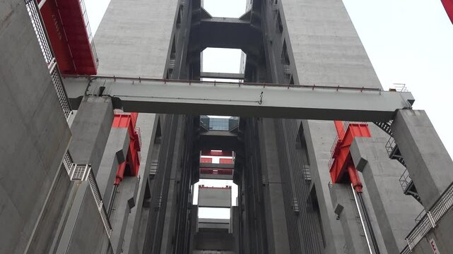 Cargo Vessel Ascending the Three Gorges Ship Lift