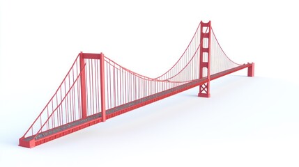 Fototapeta premium Red Golden Gate Bridge model on white, famous California landmark.