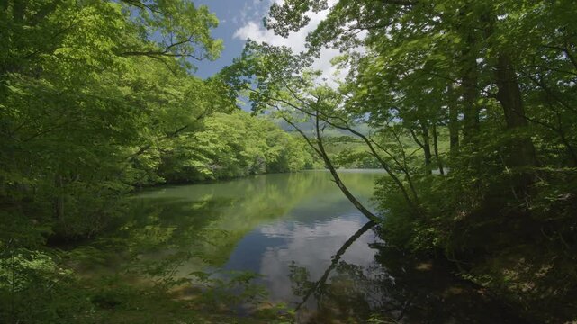 宮城県七ヶ宿町 長老湖の風景 Scenery of Lake Choro in Shichikashuku Town, Miyagi Prefecture