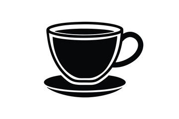 Simple Black and White Coffee Cup Silhouette