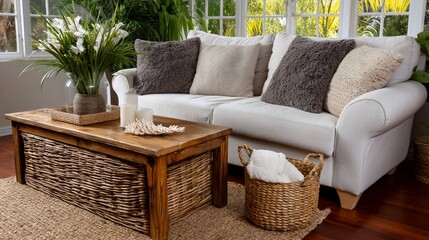 Obraz premium Cozy living room with natural elements (1)