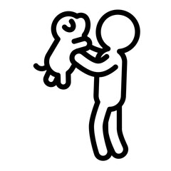 Daily Life Outline Icon. Playing with dog
