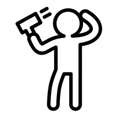 Daily Life Outline Icon. Drying hair