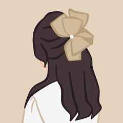 Fashionable Female Character Portrait – Modern Style Half-Body Vector Art