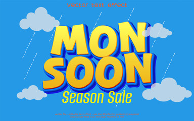 Monsoon sale editable text effect 3D modern style