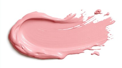 A smooth, vibrant pink paint swirl on a white background.