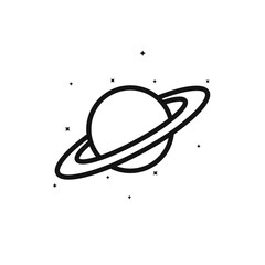 Cartoon lineart saturn planet vector clipart template