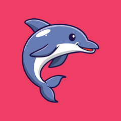 Smiling Cartoon Dolphin Jumping with Joy
