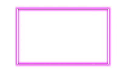 Pink neon rectangle shape frame. Vivid glowing Pink border isolated on transparent background. Shine glow light electric pink neon sign Banner, Mockup, presentation, Design element, PNG