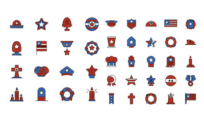 Fototapeta premium memorial day set icon 