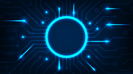 Technology abstract futuristic tech circle Hi tech line circuit board with dark blue background