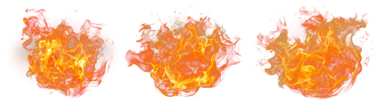 PNG Vibrant fiery flames illustration, element set on transparent background