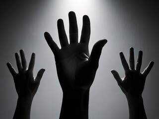 hands reaching out to sky