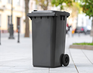mockup of a plain plastic trash bin with no text, labels, or logos