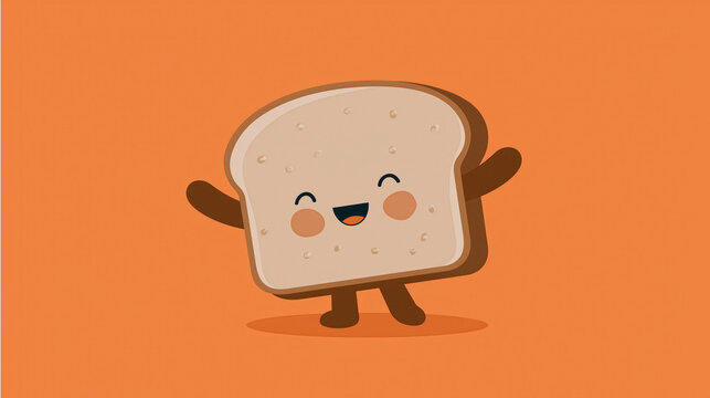Playful toast illustration with cheerful jam face, showcasing vibrant colors and a friendly expression, ideal for packaging or social media use with copy space