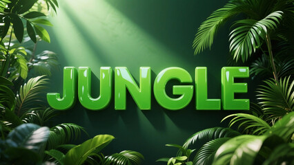 Jungle text with sunlight and green palms