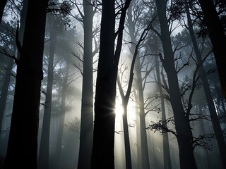 misty morning in the forest