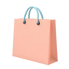 Digitally rendered, light peach colored shopping bag, depicted from a three-quarter angle against a neutral backdrop. The bag exhibits a simple, modern design.