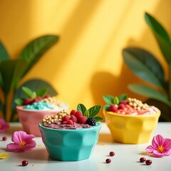 Starting the day with a swirl of color, flavor, and sunshine in a bowl 🌈🍓💛