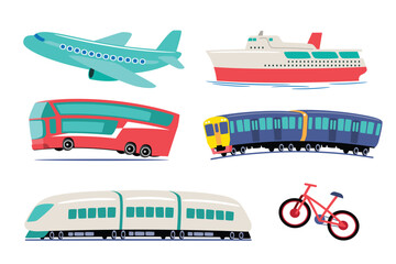 Set of Transport Travel and Transport