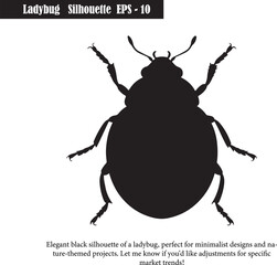 Elegant Black Ladybug Silhouette for Minimalist Nature Designs