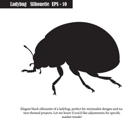 Elegant Black Ladybug Silhouette for Minimalist Nature Designs