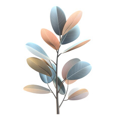 Digitally created, abstract rendering of a plant with multi-toned leaves. The visual is highly stylized.