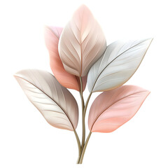 Visually appealing, artistic representation of stylized, pastel-colored leaves.  The leaves are smooth and appear to be arranged in a bouquet-like form.