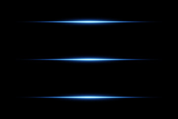 A collection of blue light effects, lens flare, and neon lines. On a black background.