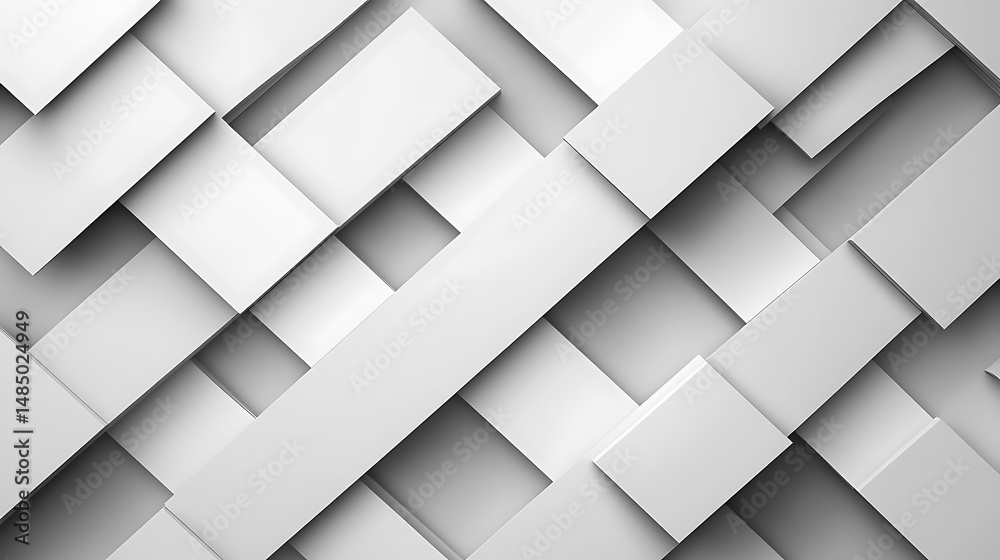 Poster abstract white geometric background featuring overlapping rectangles creating a modern minimalist de