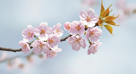 Fototapeta premium 春の柔らかな光が舞い降りる淡い桜の花びら. AI Generated