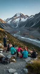 Fototapeta premium Mountain Majesty's Sunset Pause