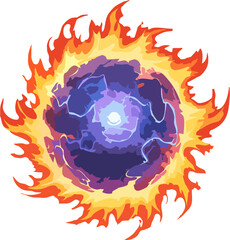 Minimalist vector fireball with smooth flame lines