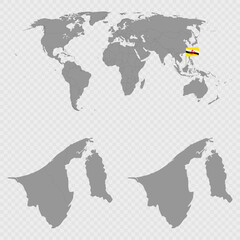 Brunei Map Set with World Location.