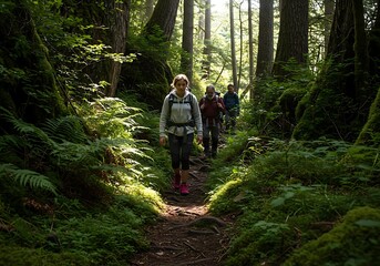 Forest Trail Adventure: Sunlight Dappled Path