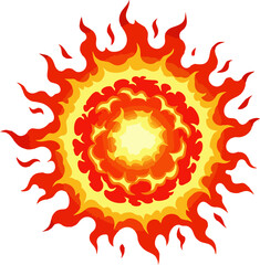 Heat wave fireball illustration in vector format – bold lines and energy effect