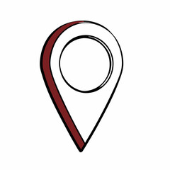 Hand Drawn Maroon and White Location Pin Icon Illustration