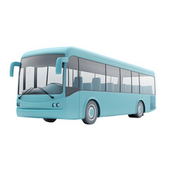 Light-blue, digitally rendered, public transportation bus.  The perspective is from the front.  Features are clearly defined.