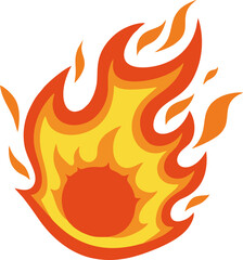 Minimal vector fireball with heat aura ring – clean and editable layout