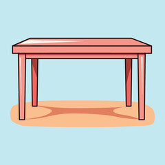 Wooden Table Illustration on Light Blue Background