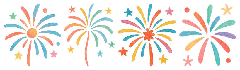 PNG Colorful festive fireworks illustration transparent background.