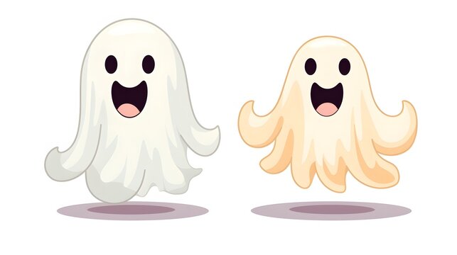 Spooky Cute Ghost Flat Vector Illustration Cartoon Logo Icon for Halloween Designs